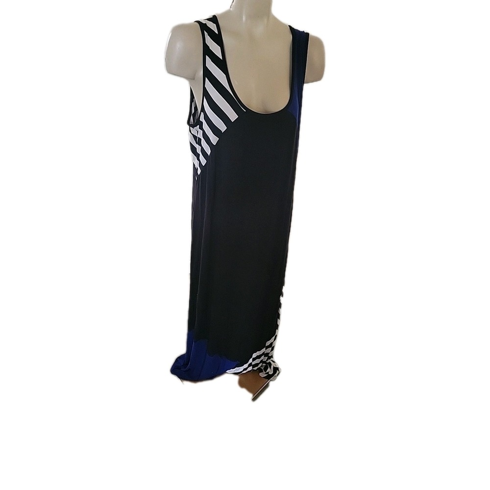 Catherines Tiered Maxi Dress Size 1X Colorblock Stripe Sleeveless  Coastal beach